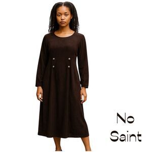 No Saint Chocolate Brown Vintage Maxi Dress Size S Bohemian 1980’s